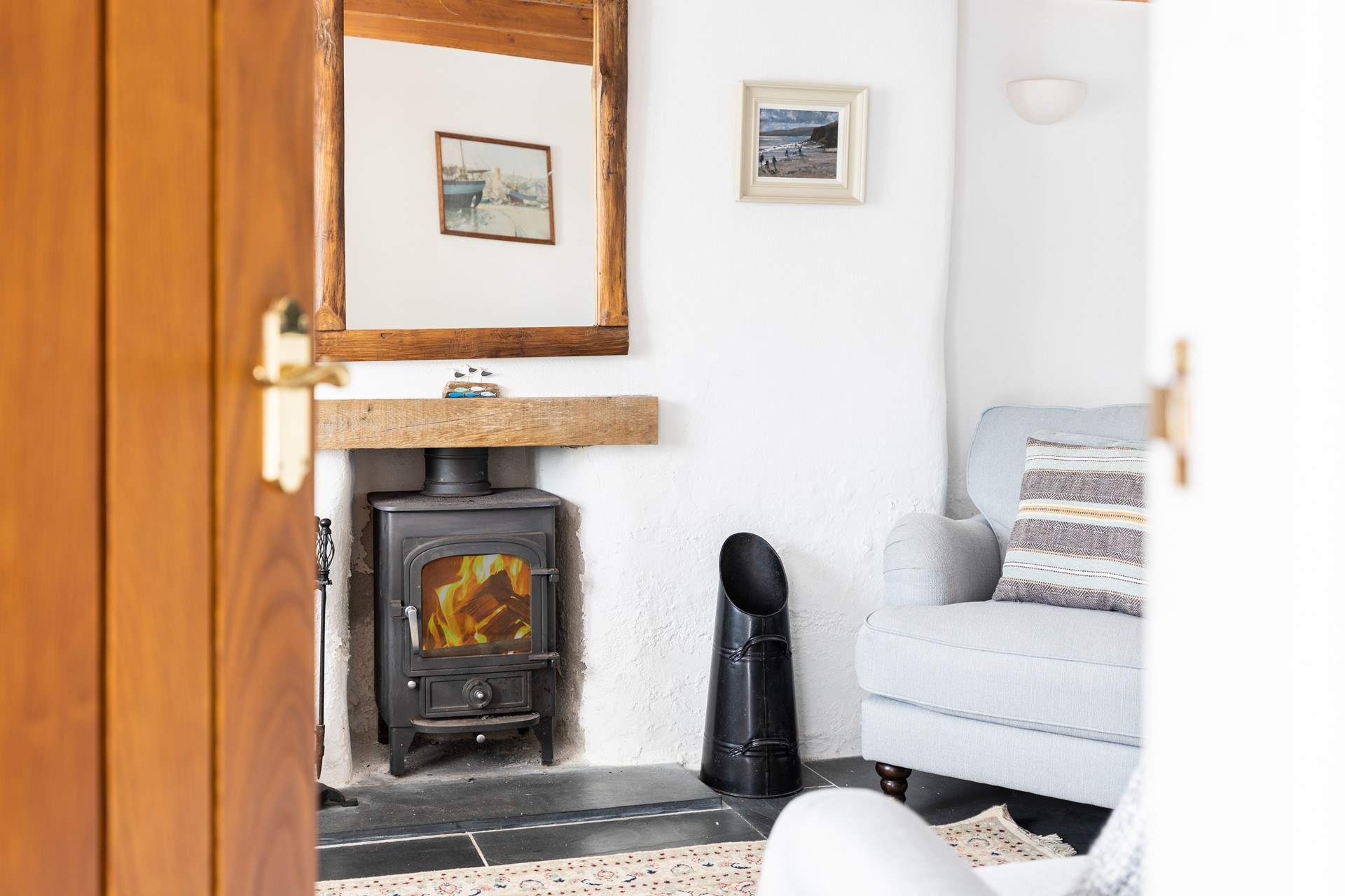 The wood-burner will keep you cosy in cooler months.