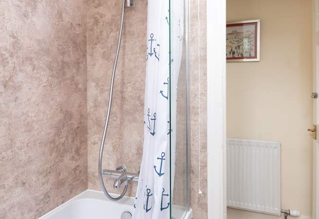 Stylish, recently renovated family bathroom. 