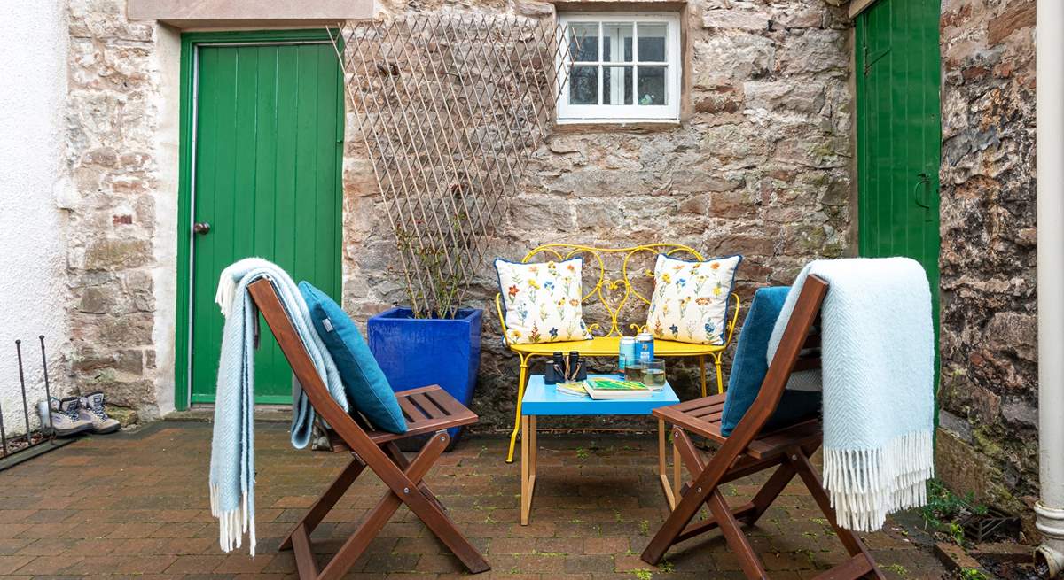 Sit awhile in the pretty courtyard.