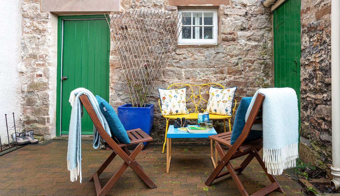 Sit awhile in the pretty courtyard.
