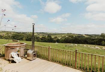 Sink into the hot tub and watch as the lovely alpacas quietly graze in the field beyond.