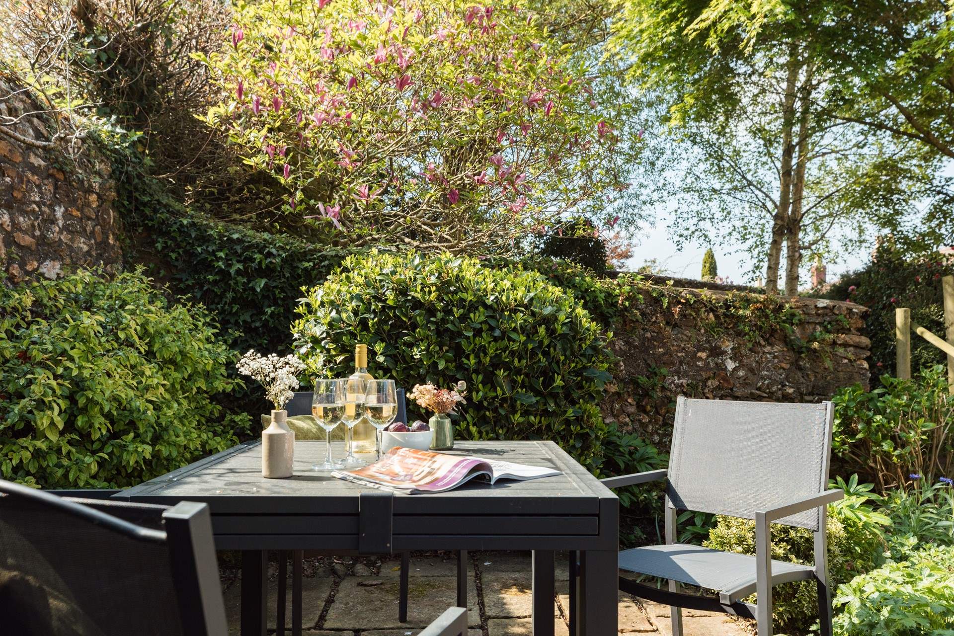 Relax in the sunshine with a glass of your favourite tipple.