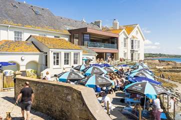 Visit Marazion and enjoy al fresco dining in the Cornish sunshine.