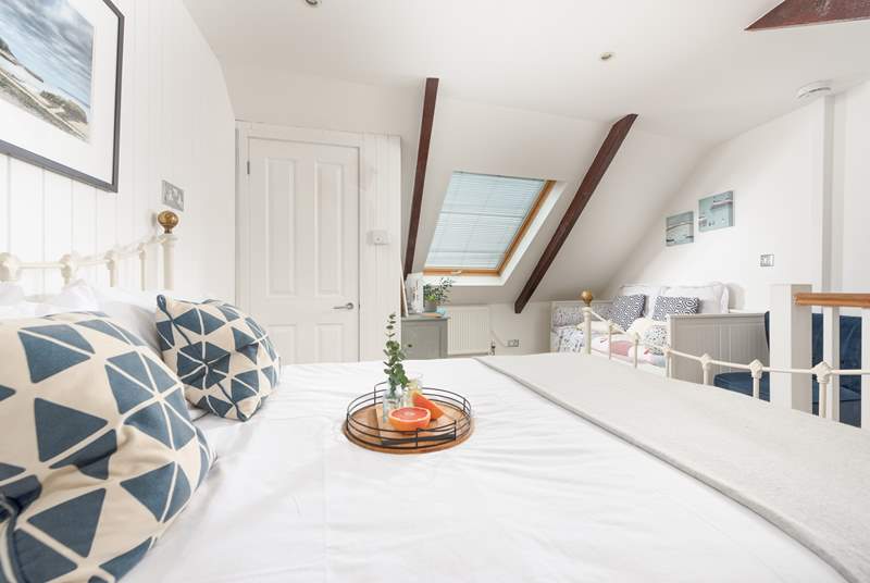 The Velux window makes bedroom 3 light and inviting. This bedroom has limited headroom, so please take care on the low beams. 