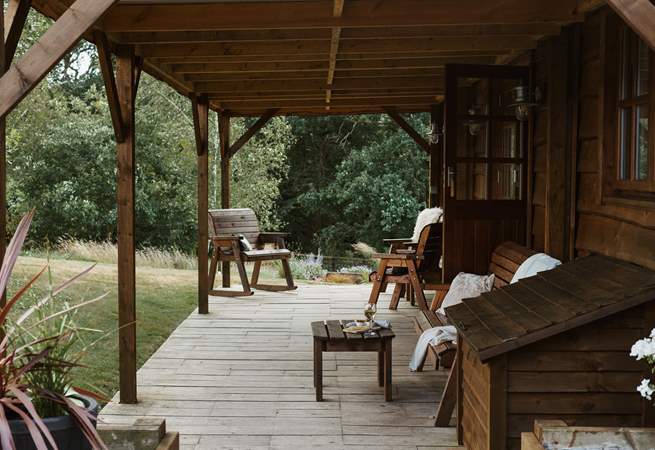 The covered decking is perfect for indoor and outdoor living. 