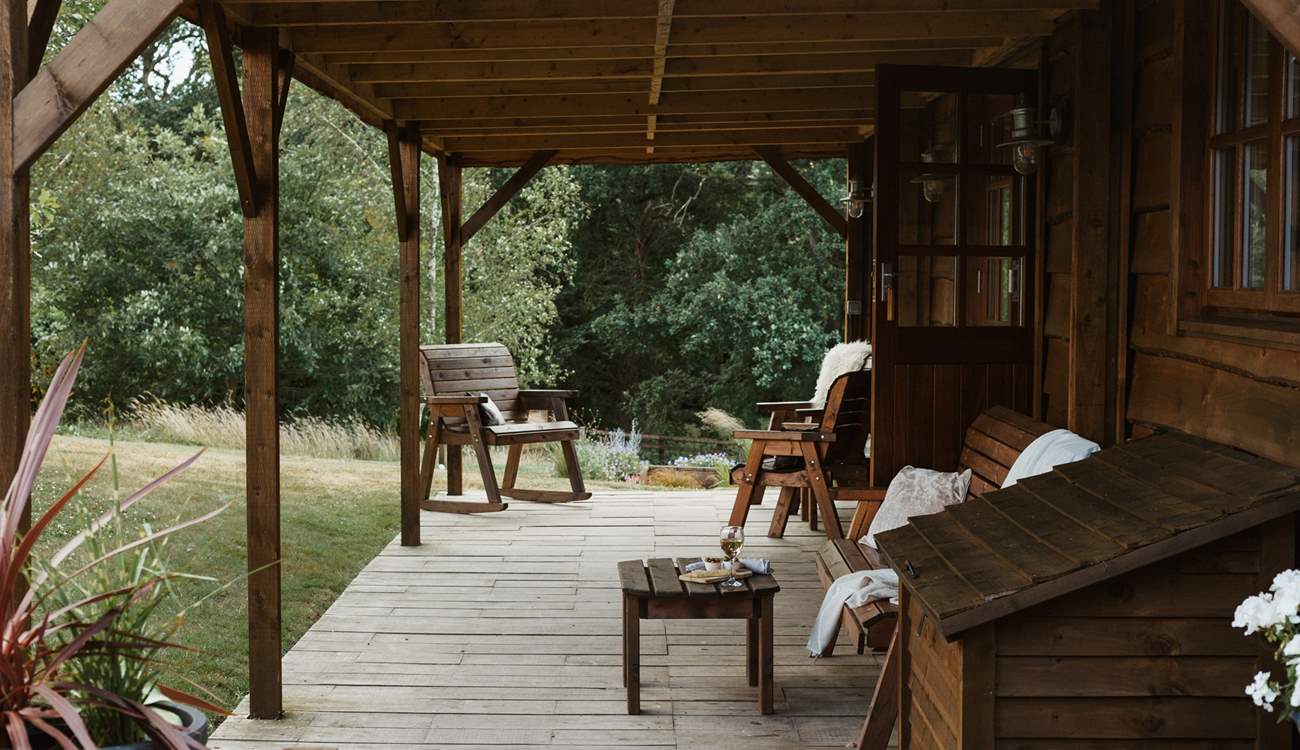 The covered decking is perfect for indoor and outdoor living. 