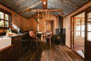 This spacious cabin is a unique family getaway.
