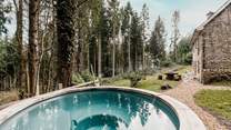 Sink into the hot tub and admire your forest surroundings. 