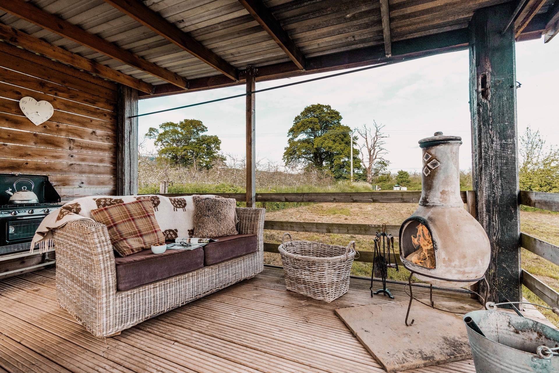 Toast marshmallows and stay cosy beside flickering flames.