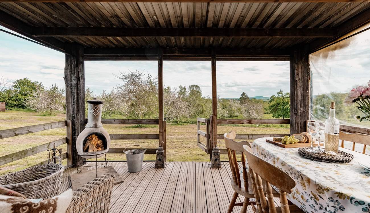 The chiminea is a lovely feature.