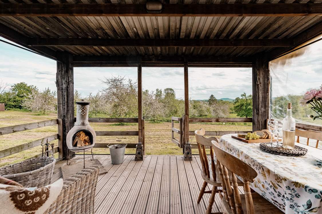 The chiminea is a lovely feature.