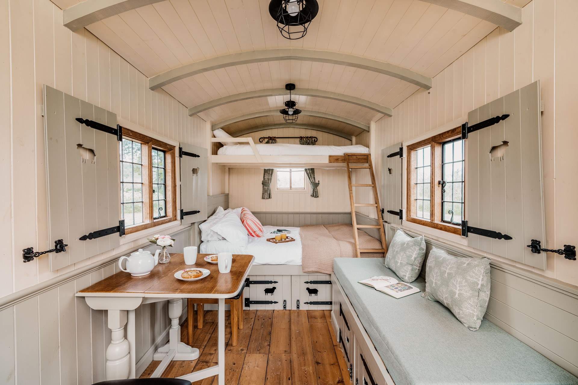 Inside the hut, you will be greeted with lovely countryside charm.