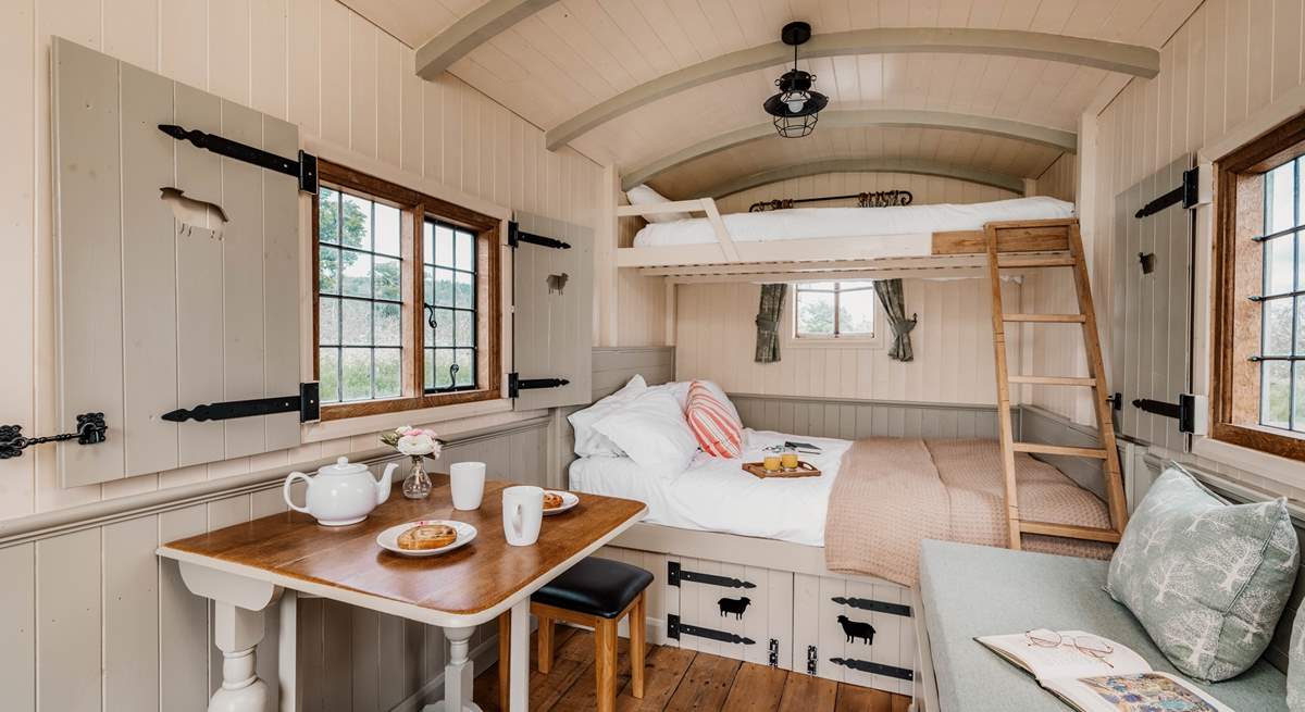 Thoughtfully crafted, the hut can sleep a family of four.