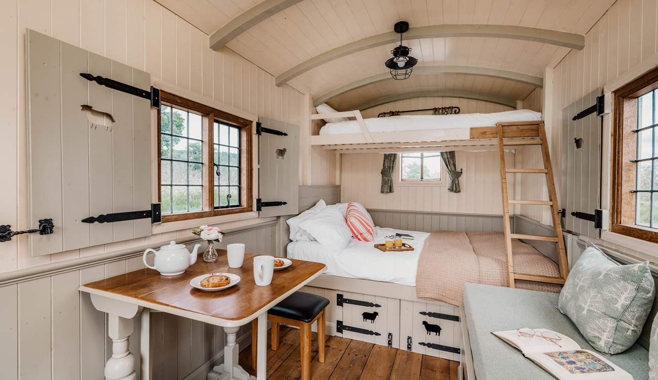 Thoughtfully crafted, the hut can sleep a family of four.