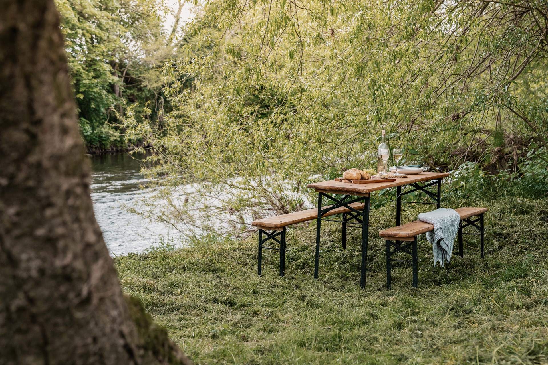 Dine in the wild, listening to the gentle flow of the River Wye.