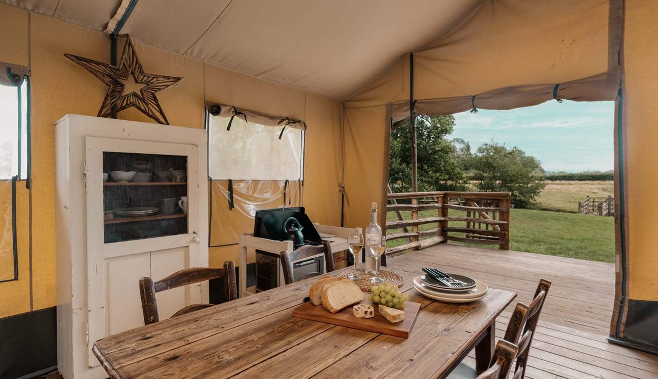 Enjoyed eating around the lovely dining-table.