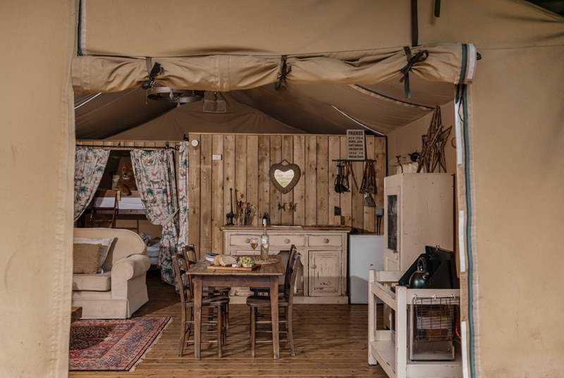 Your rustic glamping abode awaits.
