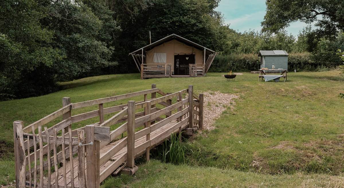 This sweet little bridge leads the way to your own private spot on the River Wye.