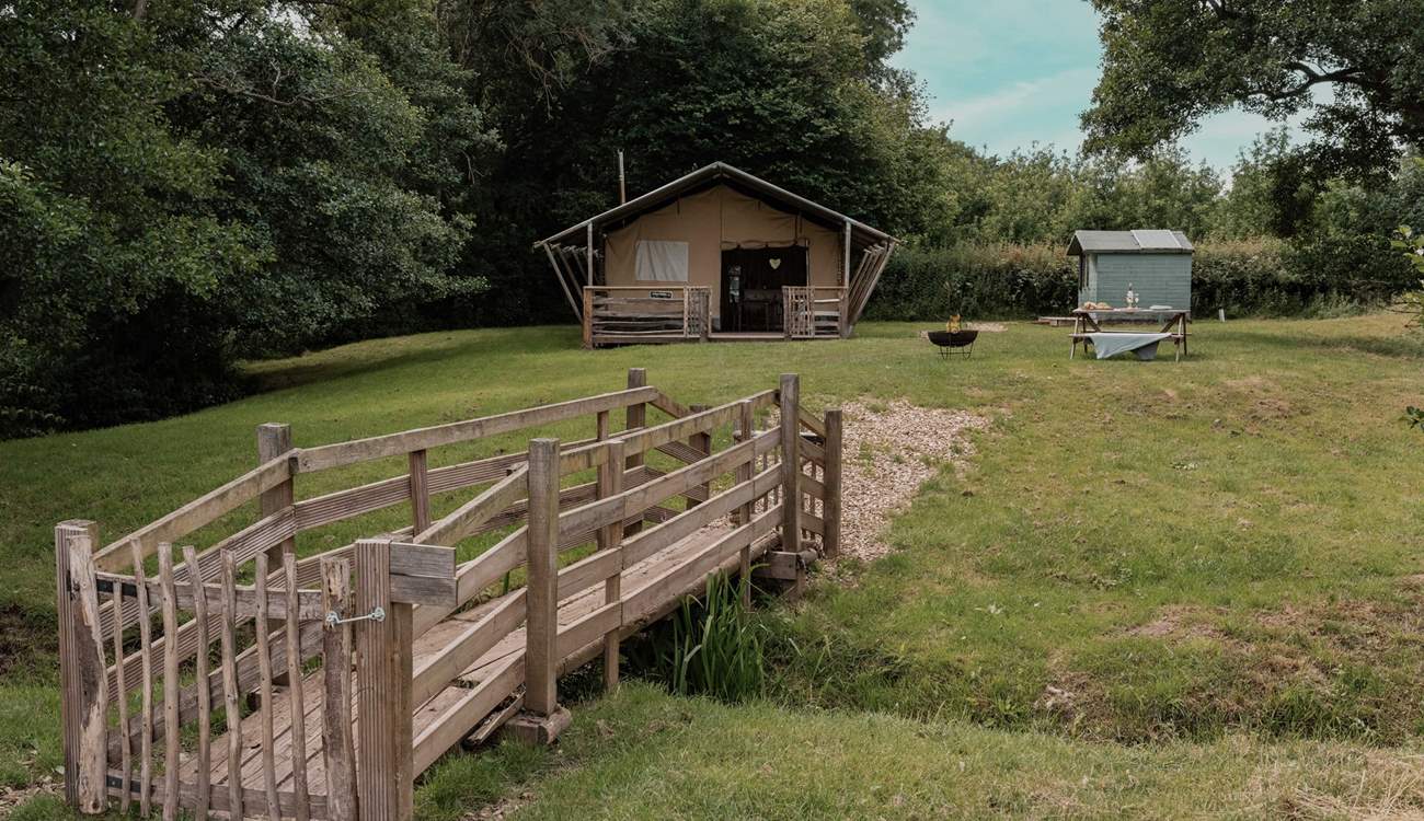 This sweet little bridge leads the way to your own private spot on the River Wye.