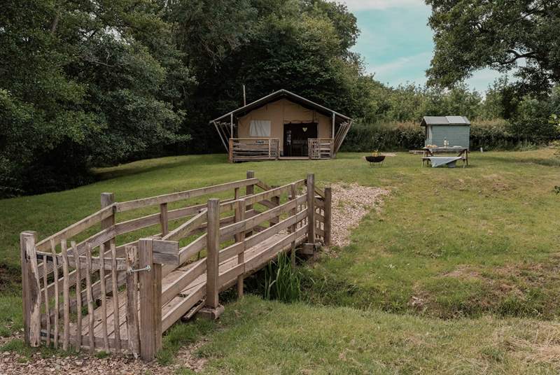 This sweet little bridge leads the way to your own private spot on the River Wye.