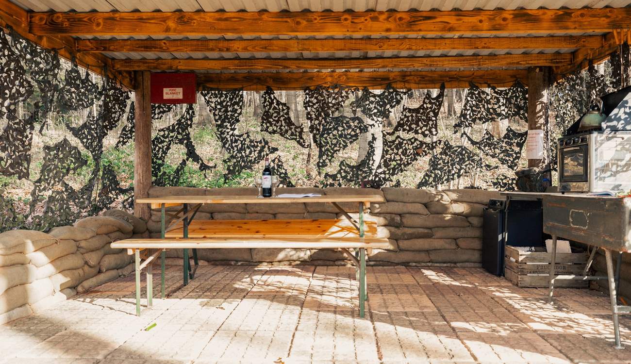 With plenty of dining space in this military style kitchen area. 