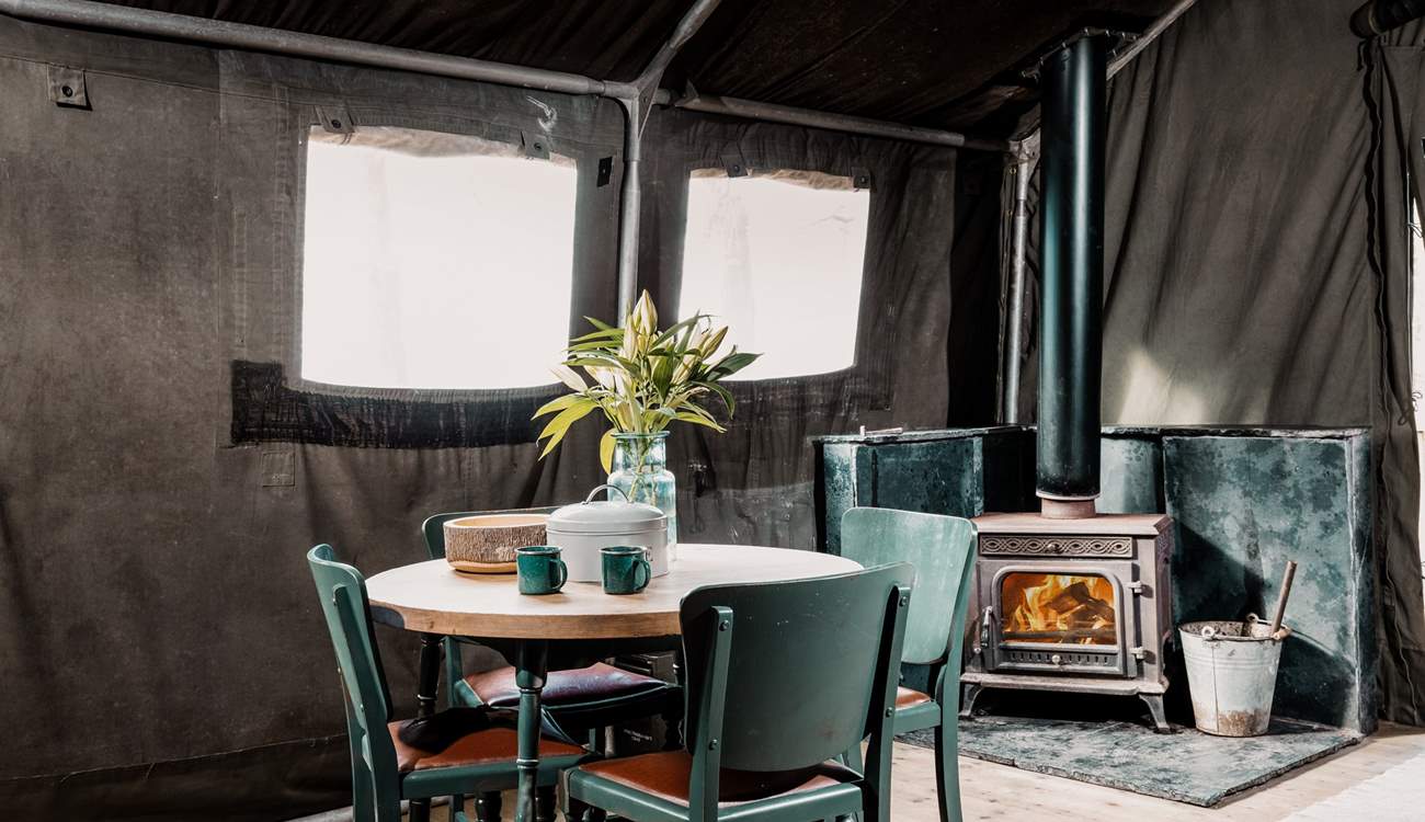 The warming wood-burner will keep you nice and toasty on those cooler eves.