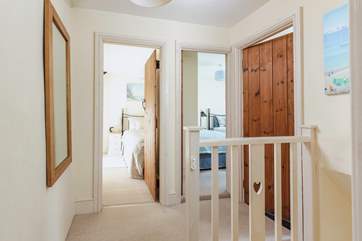 The three bedrooms and family bathroom are on the first floor. Please note there is a step to the landing, a step up to bedroom one and a small step into bedroom three, the twin room.