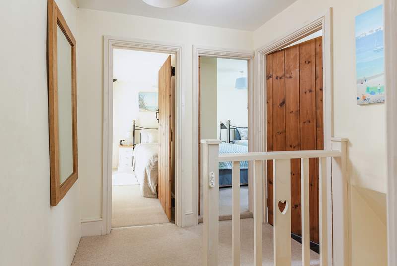 The three bedrooms and family bathroom are on the first floor. Please note there is a step to the landing, a step up to bedroom one and a small step into bedroom three, the twin room.