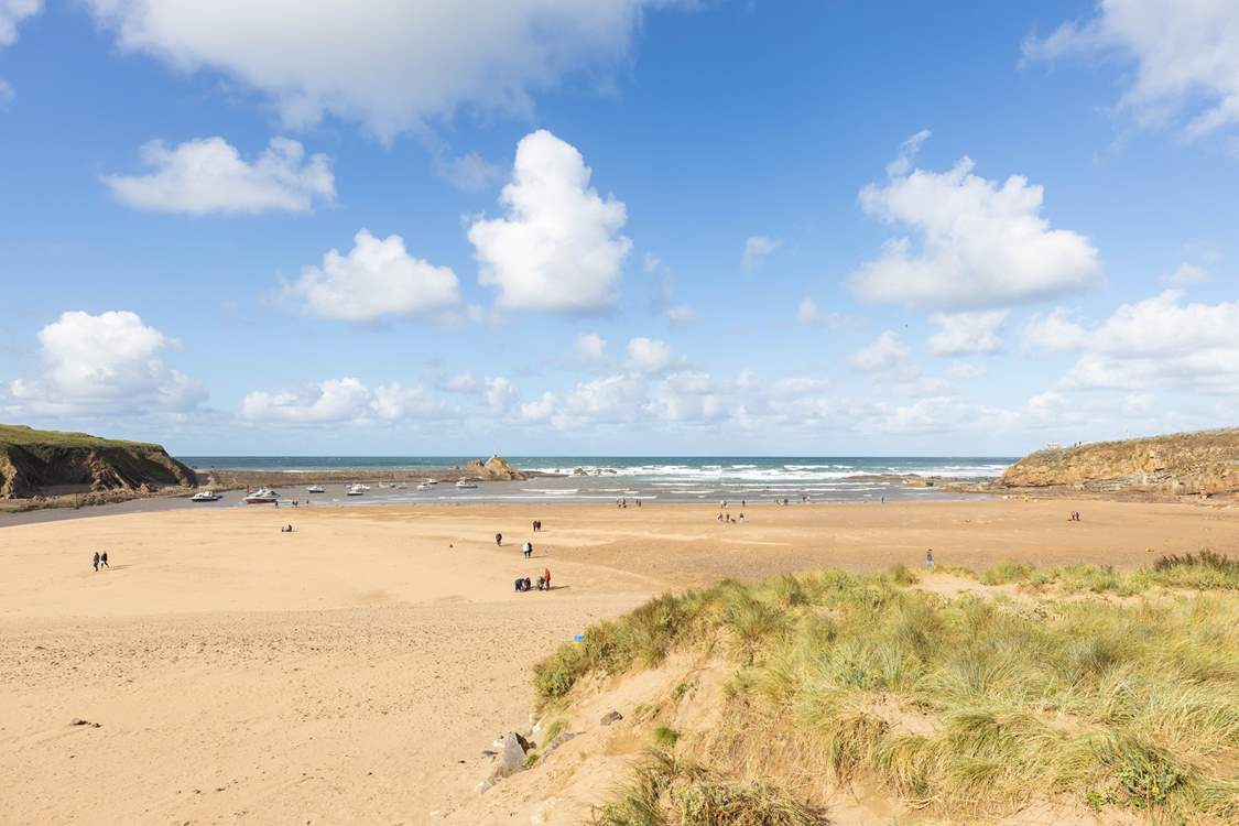 The golden sands of Summerleaze beach just a few minutes' drive away.