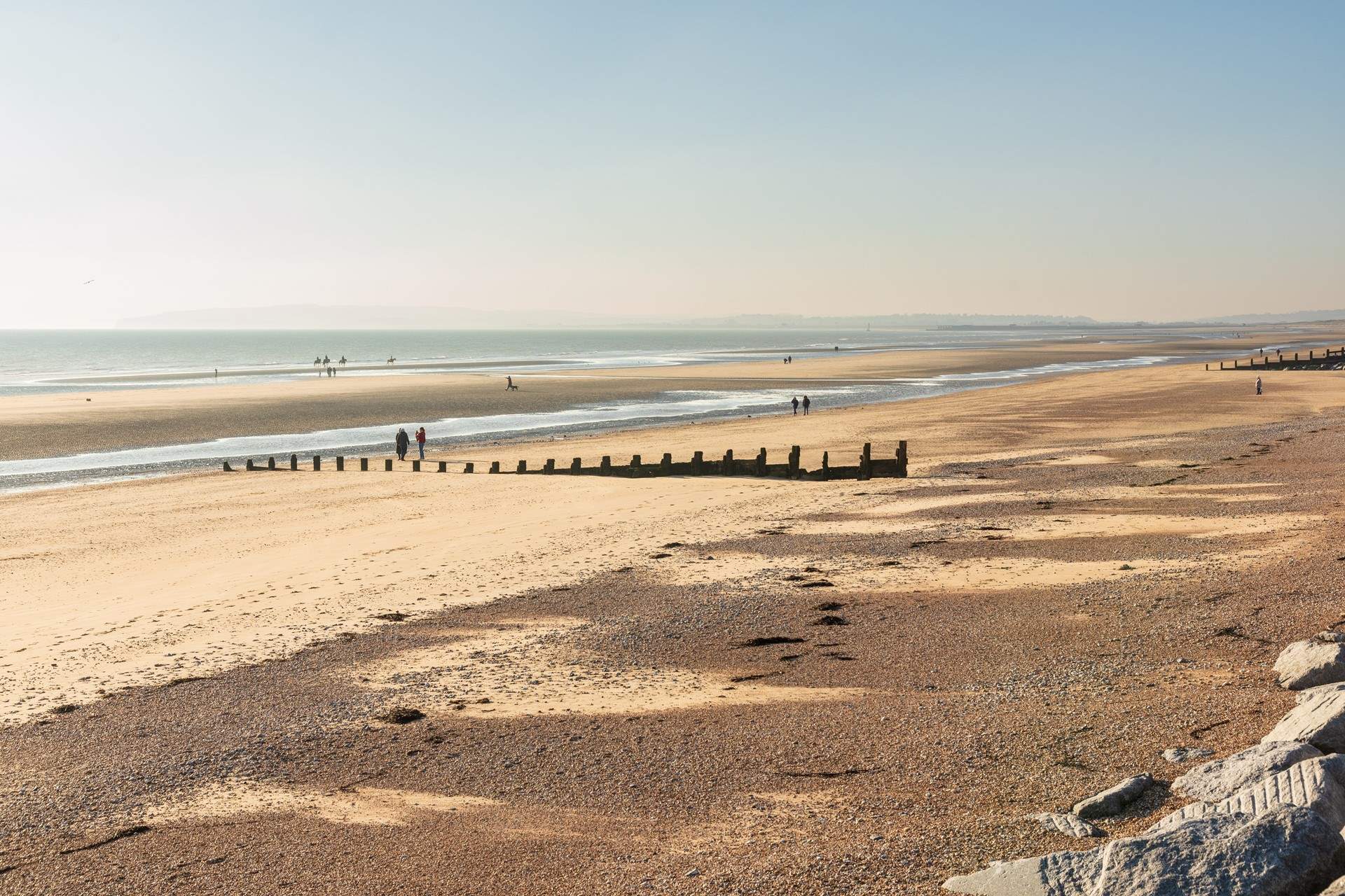 Visit the golden sands and sand dunes at Camber Sands.