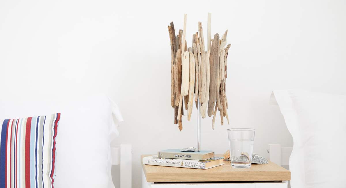 The driftwood light in the children's bedroom. 