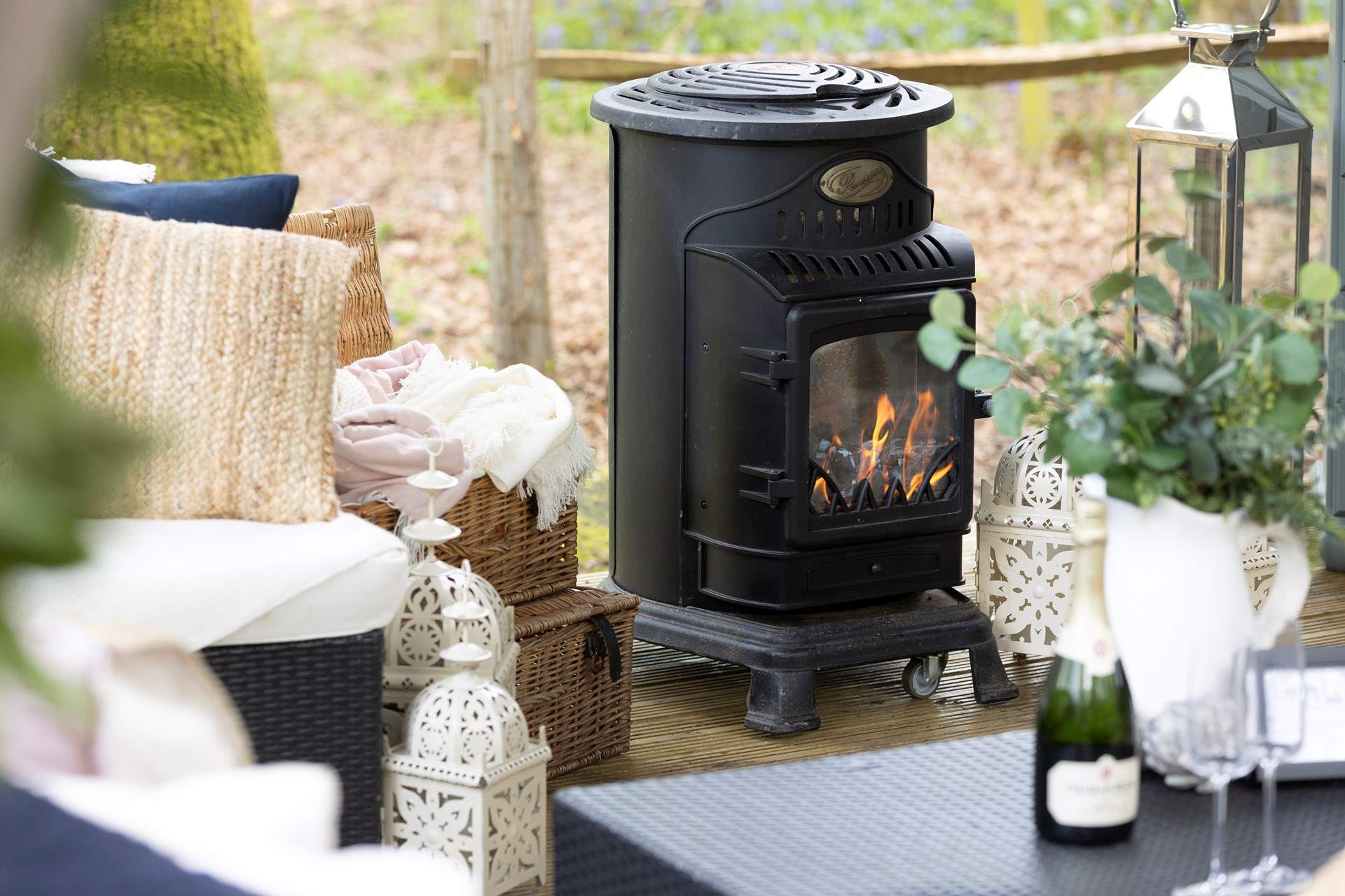 The warming gas stove.