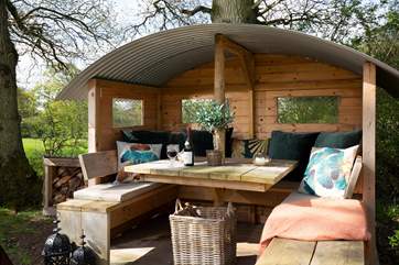 The unique outdoor seating area - sit back and admire pretty countryside vistas!