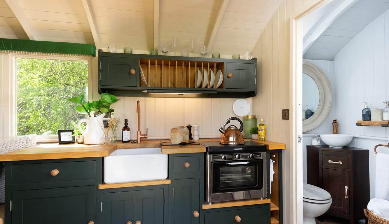 The beautifully finished shower-room in situated to the right of the hideaway.