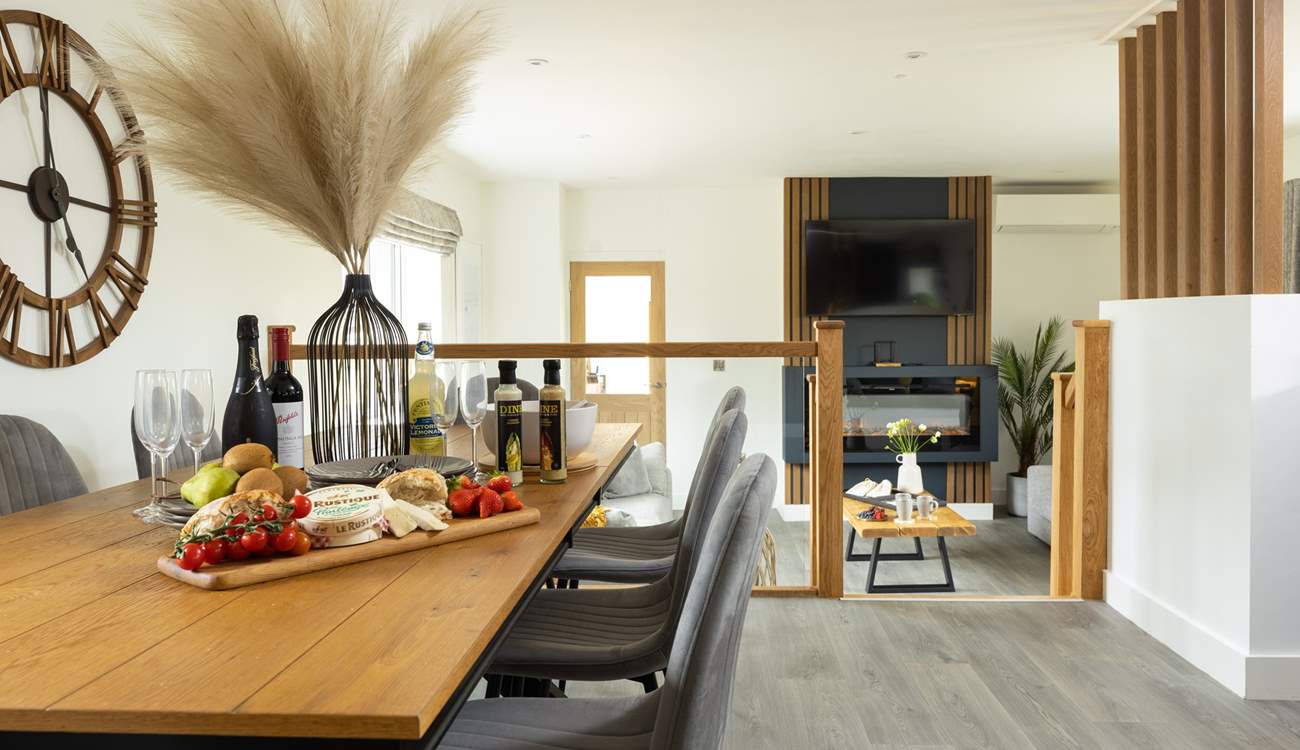 After dining take the steps down to the seating area. 