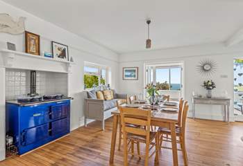 Even the dining-area is treated to splendid sea views. Please note the Aga is not in use.