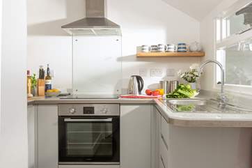 The separate kitchen has all you need to cook a holiday meal.