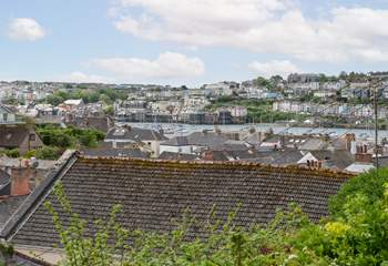 There are fabulous views from 'The Lookout' deck area over the roof tops towards Falmouth Bay. 