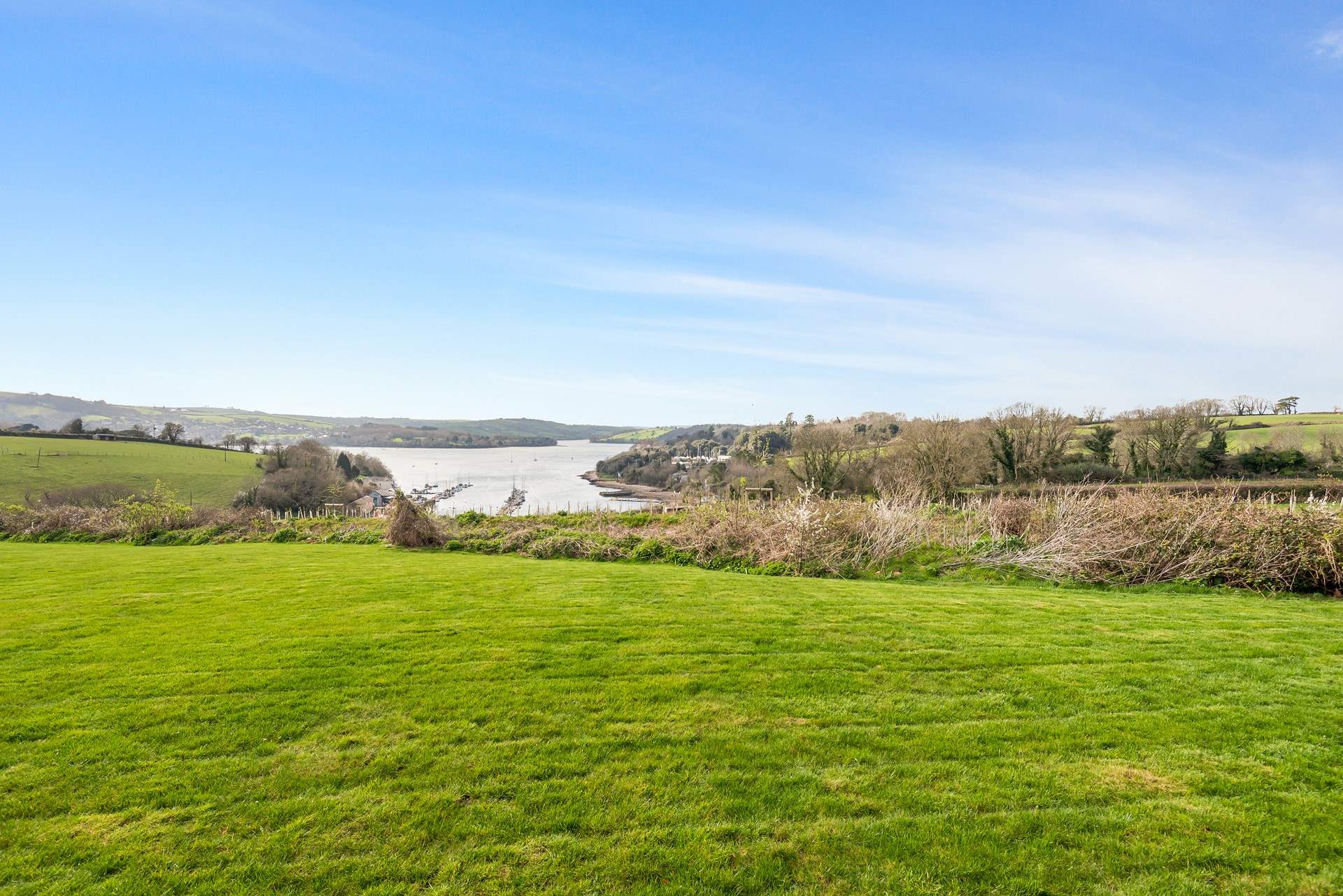 The fabulous view overlooks surrounding countryside and the River Dart.