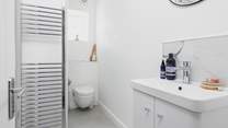 The stylish first floor shower-room. 