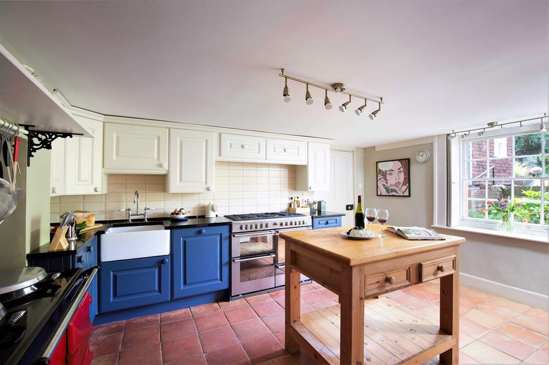 The kitchen looks out to the garden.