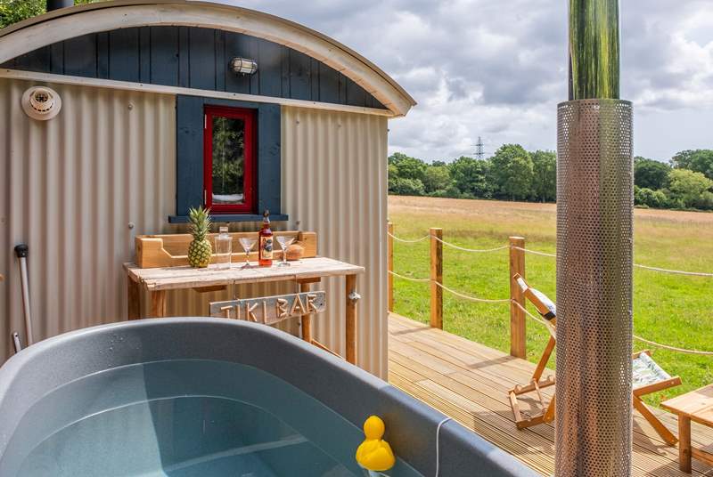 Soak away your worries in the wood-fired hot tub. 