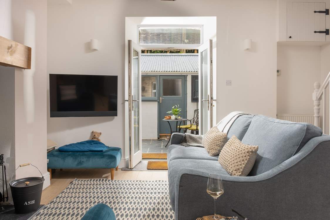 The double doors open out to your private patio.