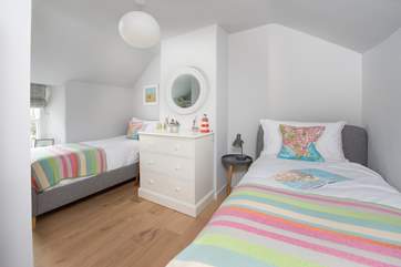 The twin bedded room is ideal for either adults or children.