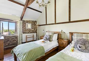 The twin bedded room is ideal for either children or adults.