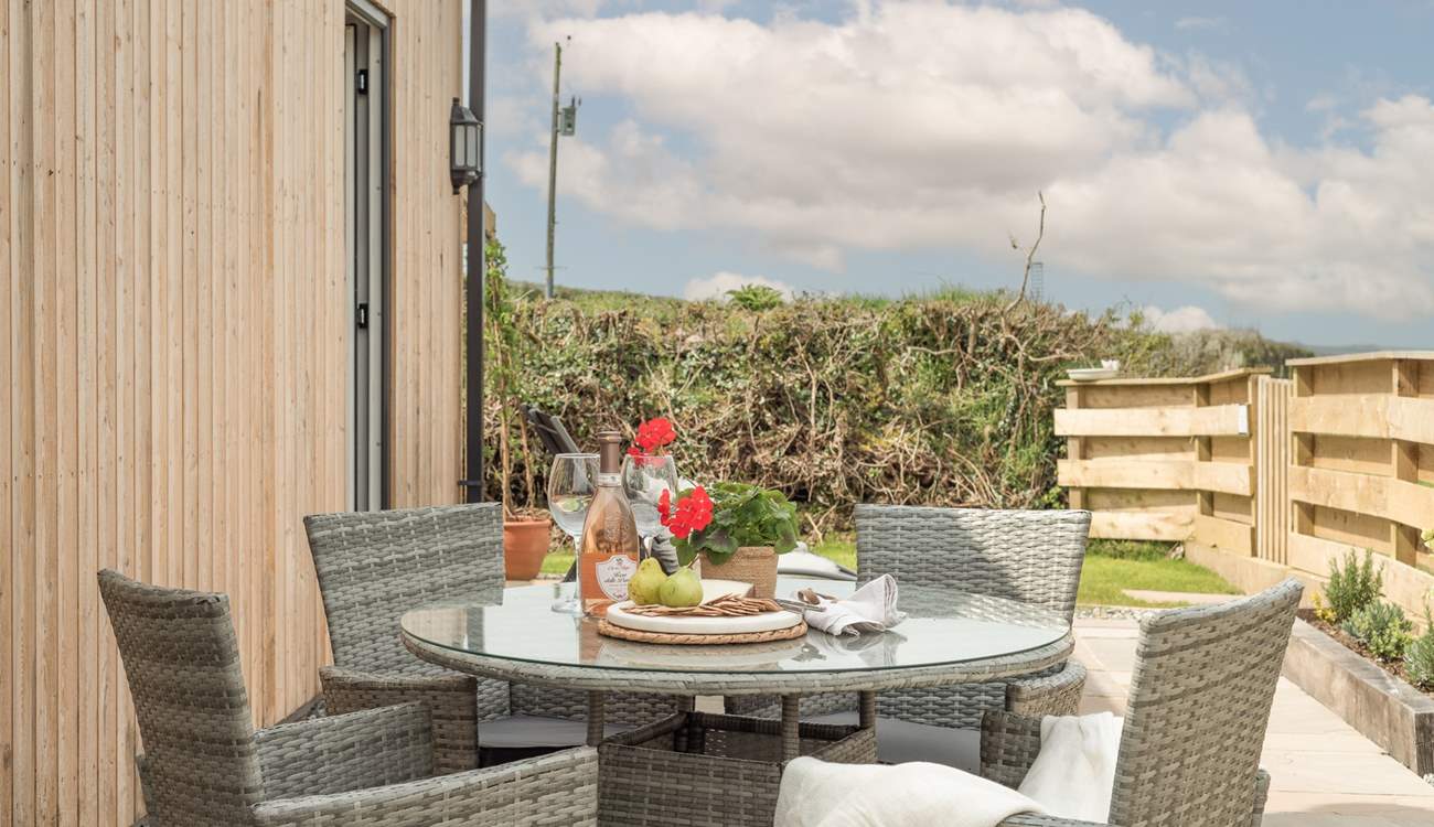 Listen to birdsong on the pretty patio. 