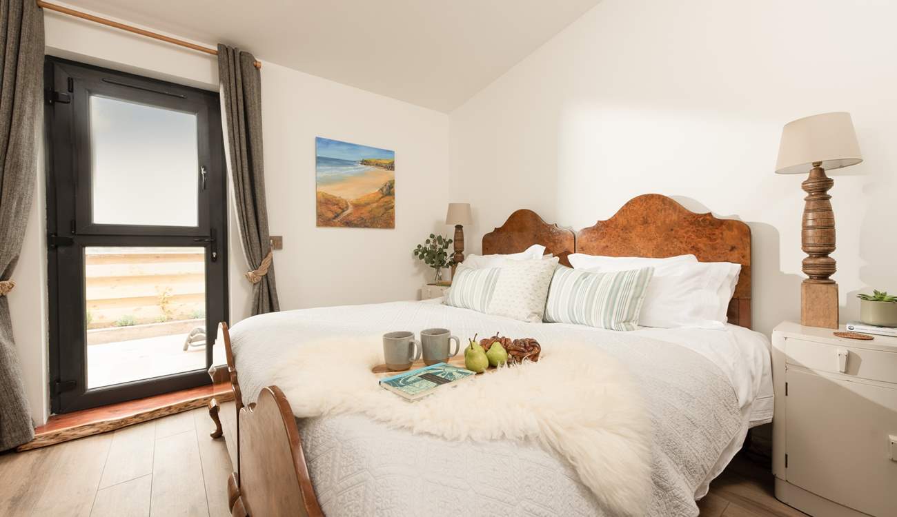 The gorgeous bedroom has a fabulous super-king bed for a restful nights sleep.