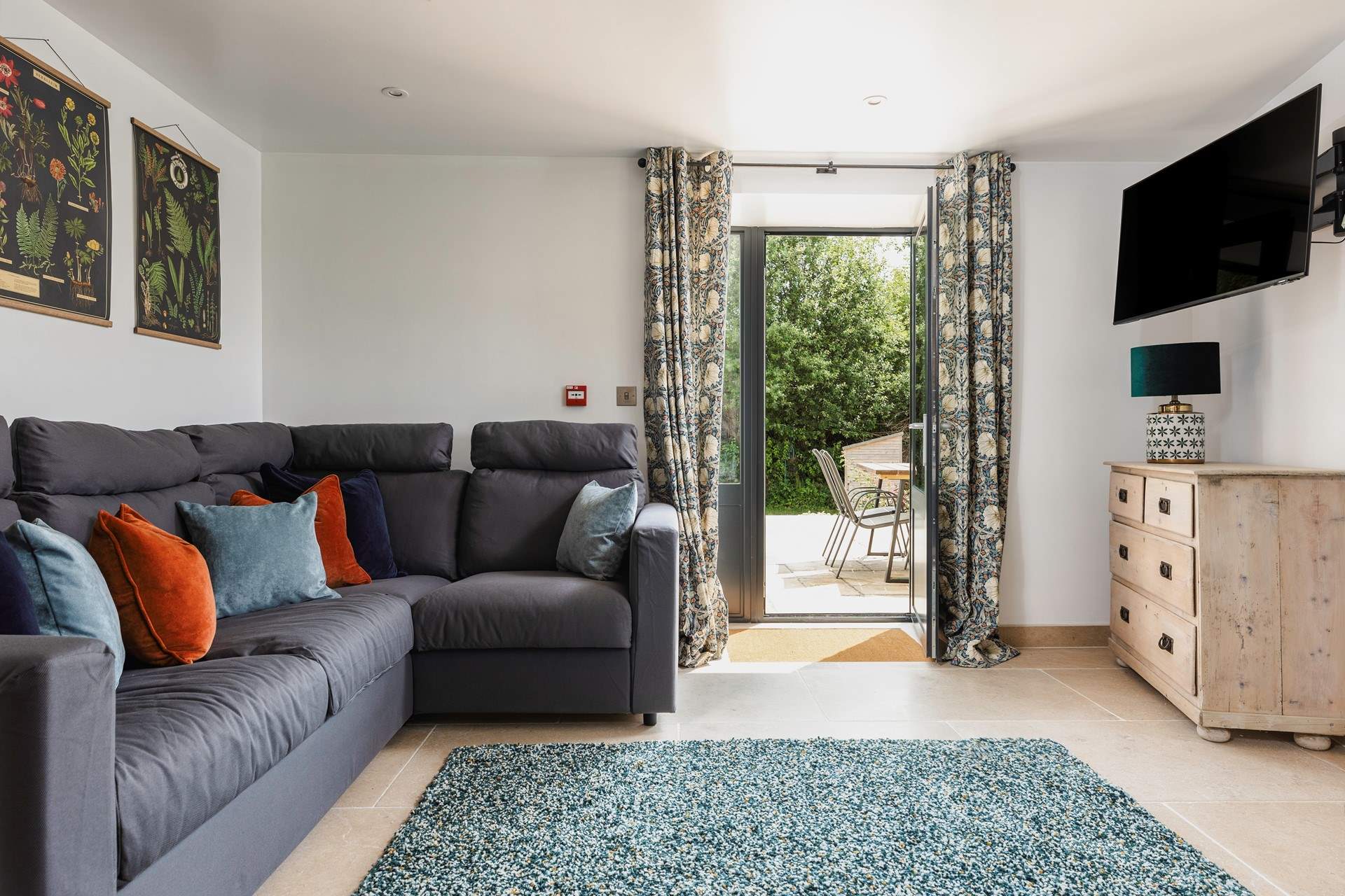 The comfy sitting-room leads onto the terrace.