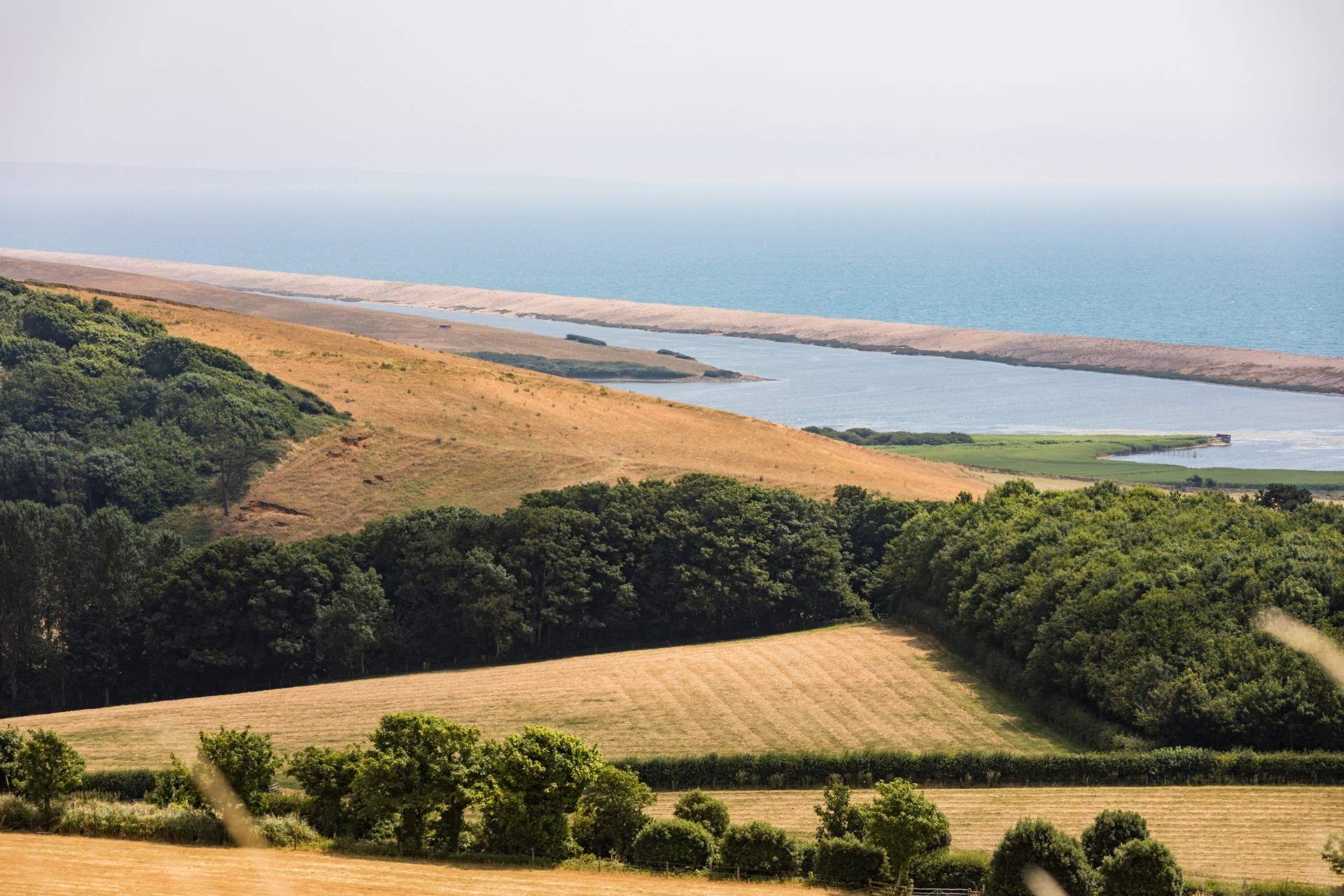 The fantastic coastline at Abbotsbury looking along Chesil beach.