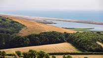 The fantastic coastline at Abbotsbury looking along Chesil beach.
